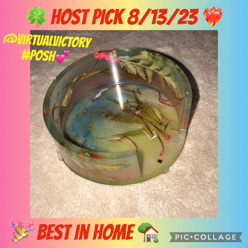 Epoxy resin coaster holder multi colored with petals and leaves 🍃 New